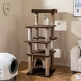 thumbnail image 2 of Costway Large Multi-level Cat Tree 58" Tall Cat Tower with Swaying Aerial Condo Perch Bed Brown, 2 of 10