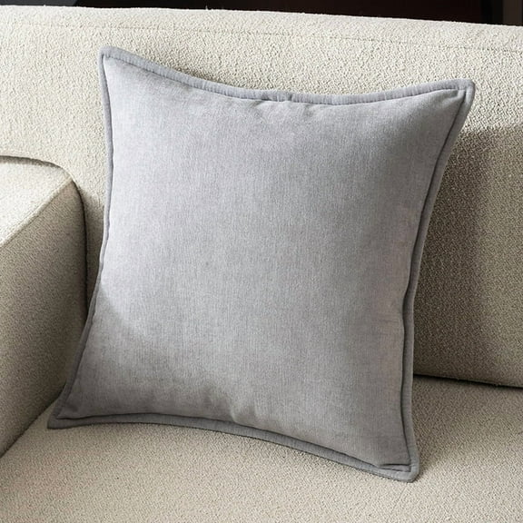 XmhyTop 1 Pack Small Square Throw Pillow, 40*40CM Light Grey Chenille Pillow with PP Cotton Filling, Fresh Accent to Brighten Home Decor