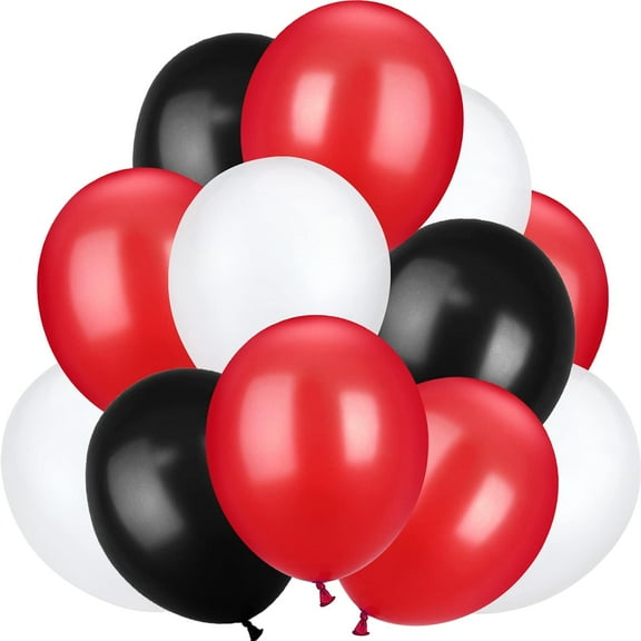 100 Pcs Red Black Gold Latex Balloons 6.6 Inch Colorful Round Balloons for Wedding Birthday Festival Racing Car Poker Card Party Decoration