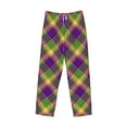 thumbnail image 4 of Goofa Mardi Gras Plaid Printed Soft Pajama Pants for Men, Wide Leg Comfy Casual Lounge Yoga Pants-Large, 4 of 9