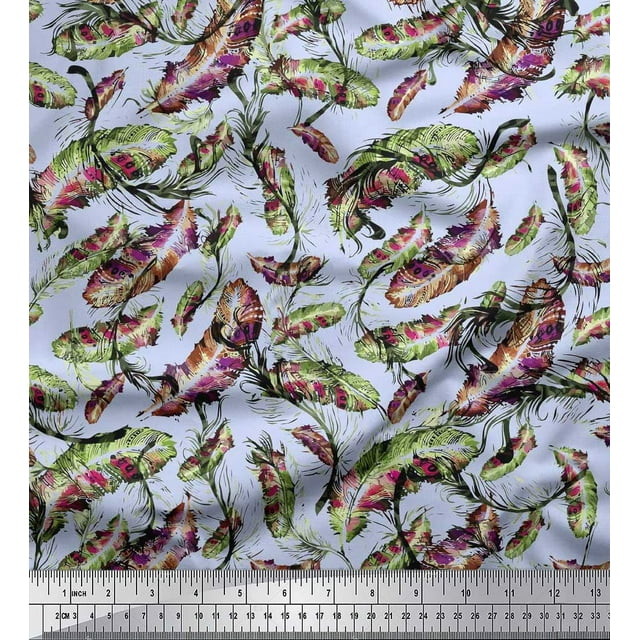 Soimoi Tissu Poly Georgette Imprimé Feuilles & Texture Tissu au Mètre 42 Pouces de Large