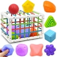 thumbnail image 1 of Juguete para bebés de 1 a 2 años, juegos sensoriales Montessori para bebés de 6, 9, 12 y 18 meses, clasificador de formas con bolas texturizadas, bolas sensoriales, cubo de actividad de desarrollo, juguete para niños y niñas JM, 1 of 5