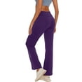 thumbnail image 4 of Hanerdun Womens Bootcut Yoga Pants with Pockets Flare Workout Legging High Waist Lightweight Bottoms Activewear Purple 2XL, 4 of 8