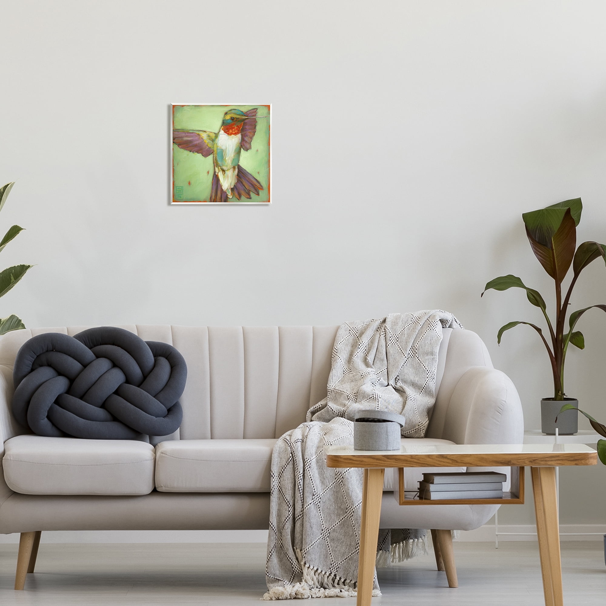 Stupell Industries Green Hummingbird Flying Animals & Insects Painting Unframed Art Print Wall Art, 12 x 12