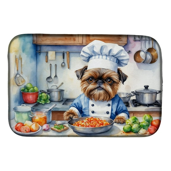 Brussels Griffon The Chef Dish Drying Mat 14 in x 21 in