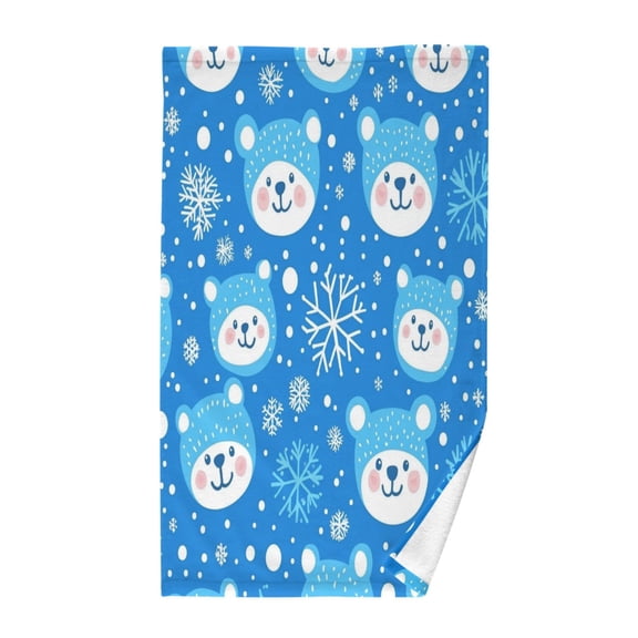 Yayeee 100% Cotton Hand Towels for Bathroom 16" x 28" Kitchen Towel, Blue Bears