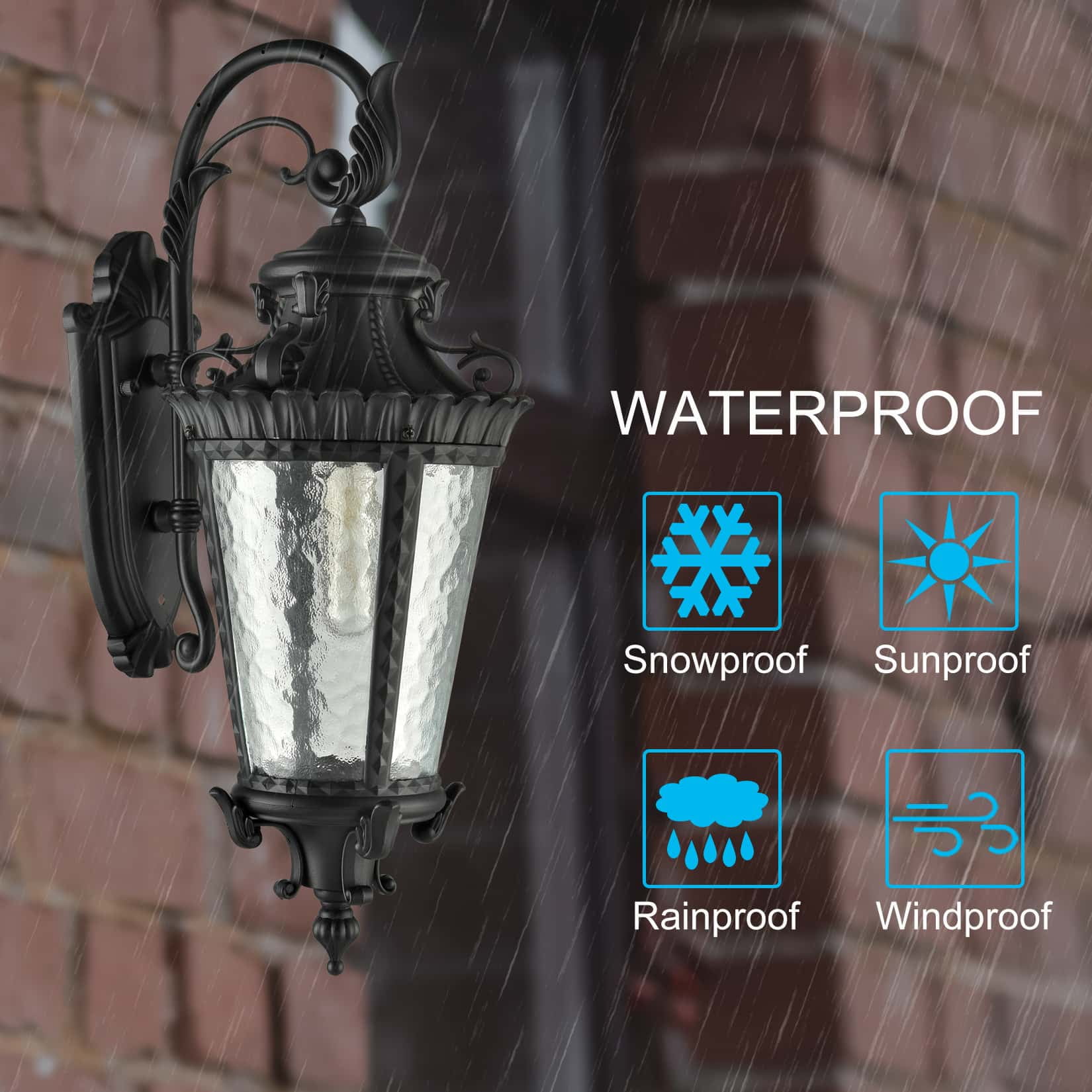 Black Outdoor Wall Lantern Sconce Waterproof Porch Light Fixture 1-Light