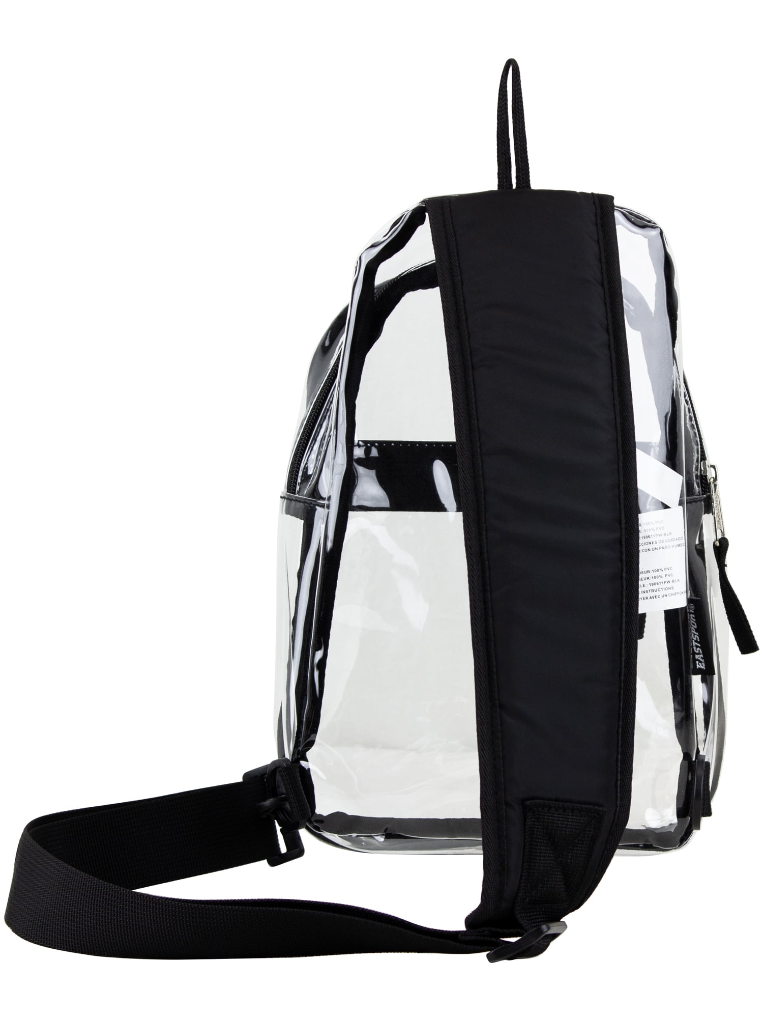 Eastsport Unisex Clear Sling Stadium Approved Bag, Black Trim