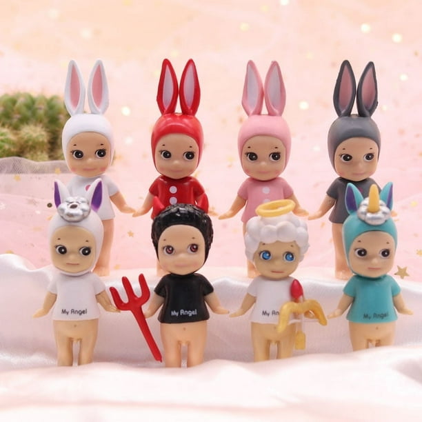 Figuras de Anime de 7cm, muñeco de Ángel, Orejas de conejo, Ángel, diablo, unicornio, pequeñas decoraciones de Cupido, adornos de mesa, modelo de juguete, regalo
