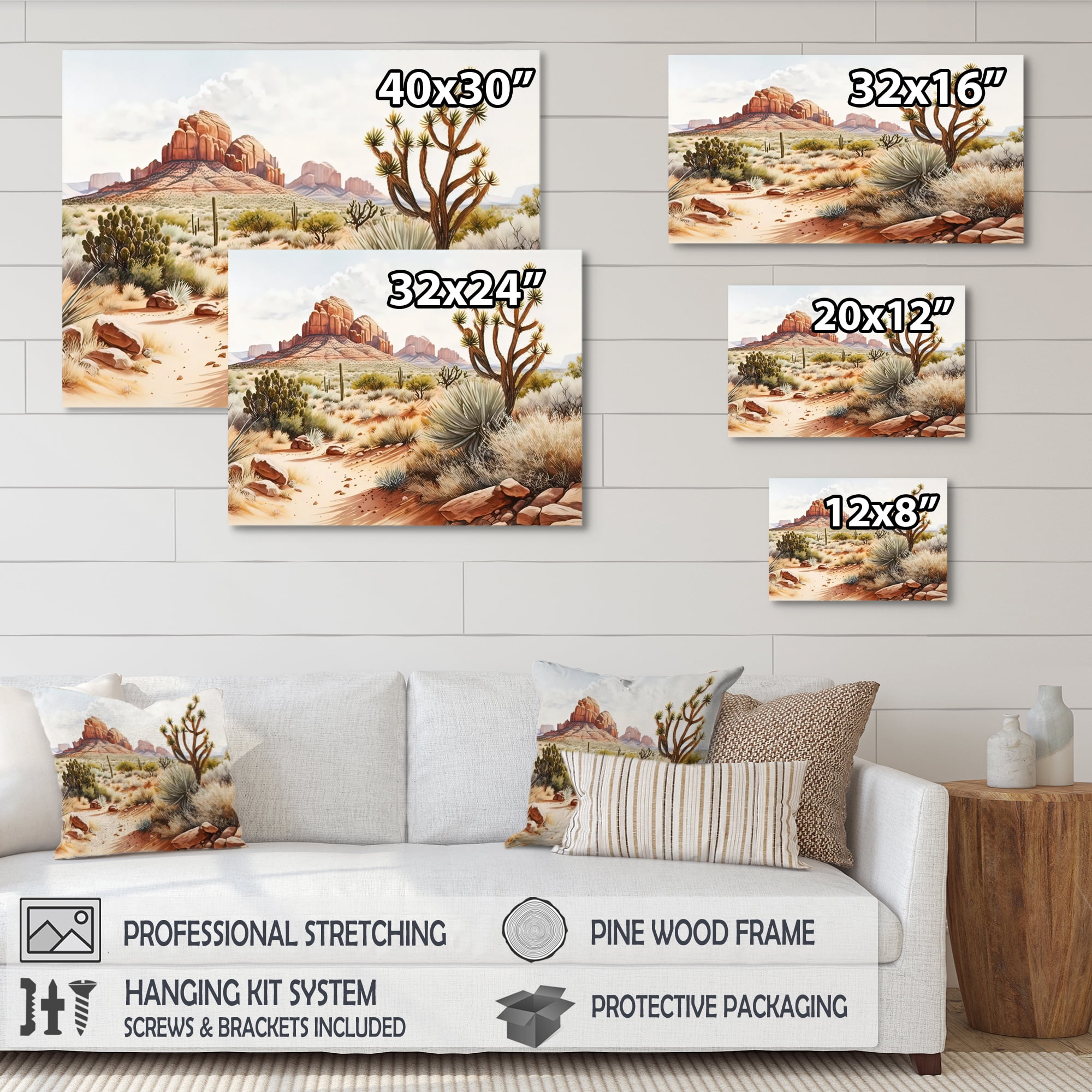 Designart Arizona Desert Scenery V Canvas Wall Art