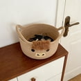 thumbnail image 5 of Cute Cow Shaped Cotton Rope Storage Easter Basket, Round Soft Organizer with Ears & Handles for Nursery Room, Small Shower Gift Basket for Blanket Towel Diaper & Home Decorative Storage, 9*6in, Khaki, 5 of 8