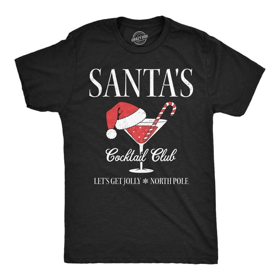 Mens Funny T Shirts Santas Cocktail Club Sarcastic Christmas Drinking Graphic Novelty Tee for Men Graphic Tees