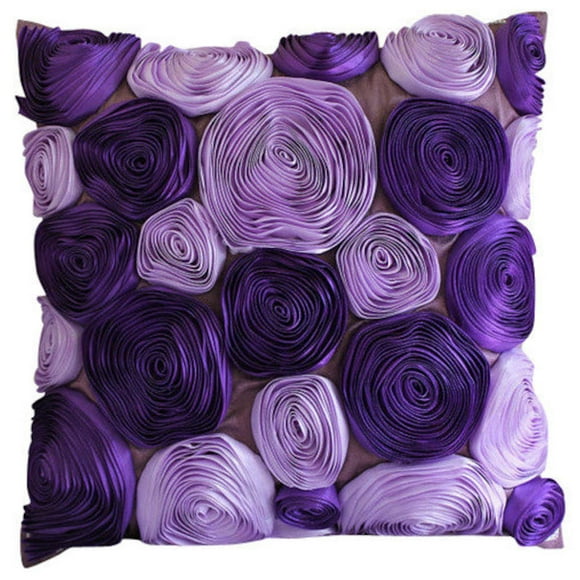 The HomeCentric Euro Sham Pillow Covers, Decorative Purple Euro Shams Pack of 2, 26x26 inch (65x65 cm) Silk Euro Pillow Cases, Nature & Floral, Ribbon , Modern Euro Pillow Shams - Violet Blooms