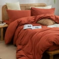 thumbnail image 3 of BESTOUCH Duvet Cover Set King 100% Washed Cotton Linen Feel Soft Chic Lightweight 3Pcs (Burnt Brick Red, 104"x90"), 3 of 8