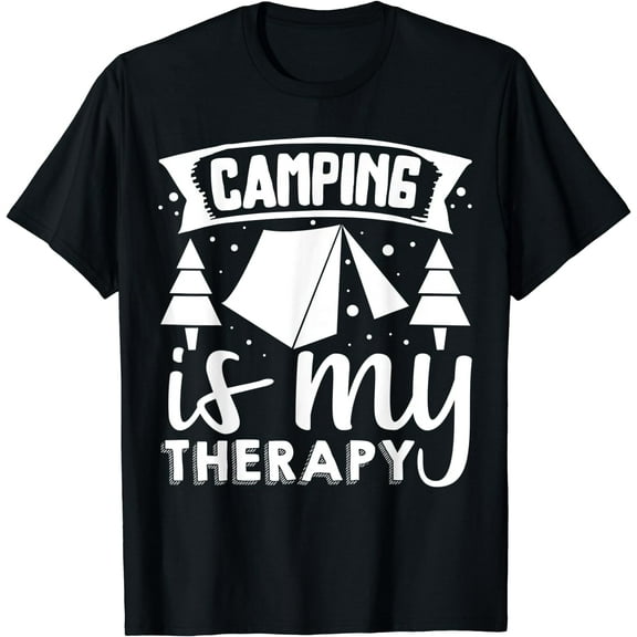 Camping Is My Therapy T-Shirt Black X-Large
