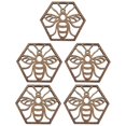 thumbnail image 1 of 5Pcs Wooden Coasters Tableware Mats Dining Coasters Hanging Handicraft(Honeybee), 1 of 3