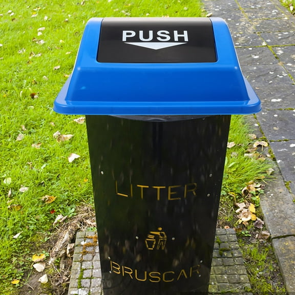 HAMPPLIES Garbage Can Replacement Lid Trash Can Lid Blue Plastic 1Pack 15.7X10.2X6.1In