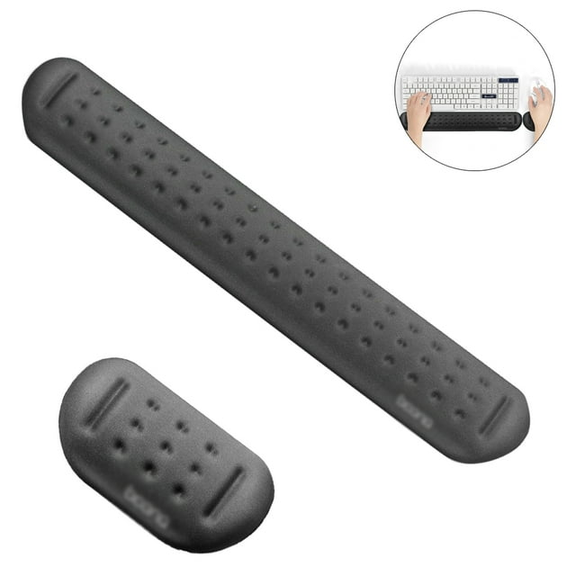 1 Jeu de Mousse à Mémoire de Forme Souris & Clavier Repose-Poignet Coussin de Soutien Ensemble pour Ordinateur, Ordinateur Portable, Travail de Bureau, Jeu PC - Conception de Trous de Massage - Soulagement de la Douleur au Poignet Facile à Taper