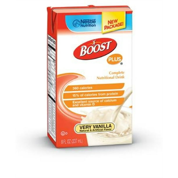 Boost PLUS Very Vanilla 8 Ounce, Nutritional Supplement by Nestle, Tetra Brik - Case of 27 - Walmart.com - Walmart.com Boost PLUS Very Vanilla 8 Ounce, Nutritional Supplement by Nestle, Tetra Brik - Case of 27 - Walmart.com - Walmart.com