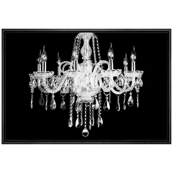 wall26 Framed Canvas Print Wall Art Ornate Black & White Chandelier Silhouette Decorative Lights Digital Art Modern Art Chic Relax/Calm Multicolor for Living Room, Bedroom, Office - 16"x24&q