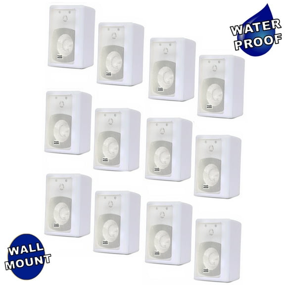 Acoustic Audio 151W Indoor Outdoor 2 Way Speakers 3600 Watt White 6 Pair Pack 151W-6Pr