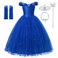 thumbnail image 1 of Vestido de princesa Cenicienta para niñas, vestido esponjoso con cuentas, disfraz de Halloween y Navidad, mariposas sin mangas Fivean unisex, 1 of 2