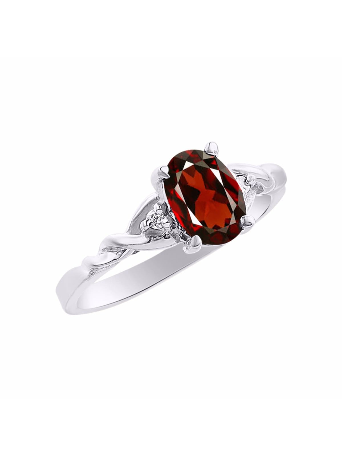 Diamond & Garnet Ring set in Yellow Gold Plated Silver 