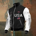 thumbnail image 2 of IWRICH USA Flag Printed Plus Size Jacket for Men 4th of July Independence Day Full Zip Sweatshirts Collar Lightweight Streetwear Black XXXXL, 2 of 3