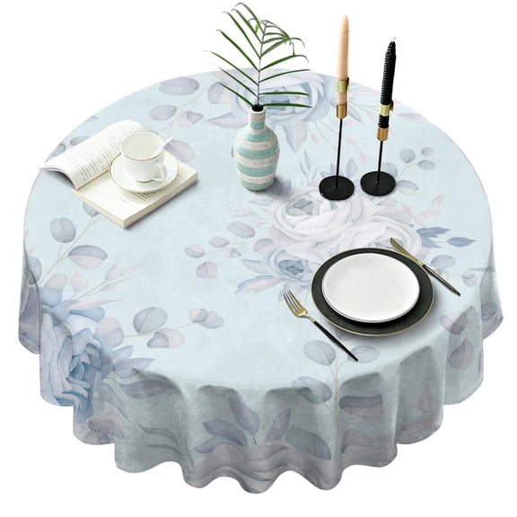 Floral Round Tablecloth 70x70in(178x178cm) – Waterproof Polyester Table Cover with Full Print Design, Wrinkle Resistant & Washable for Kitchen Dining Party Decor,Thanksgiving,Christmas, Spring,Flower