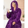 PAVILIA Women Hooded Plush Soft Robe Fluffy Warm Fleece Sherpa Shaggy