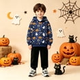 thumbnail image 2 of Zylarhe Kids Halloween Tops Hoodie with Front Pocket for Boys Cozy Sweatshirt Seasonal Comfort Blue 3-4 Years, 2 of 7