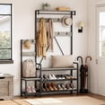 thumbnail image 1 of Parent-Child Hall Tree with Bench, Industrial Coat Rack & Shoe Storage with Removable Hooks, 1 of 8