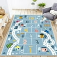 thumbnail image 6 of MENGFANMIN Hopscotch Rugs for Kids,Non Slip Blue Floor Rug Fun Educational Game for Toddlers Children,Soft Nursery Carpet for Bedroom,Preschool, 6 of 7