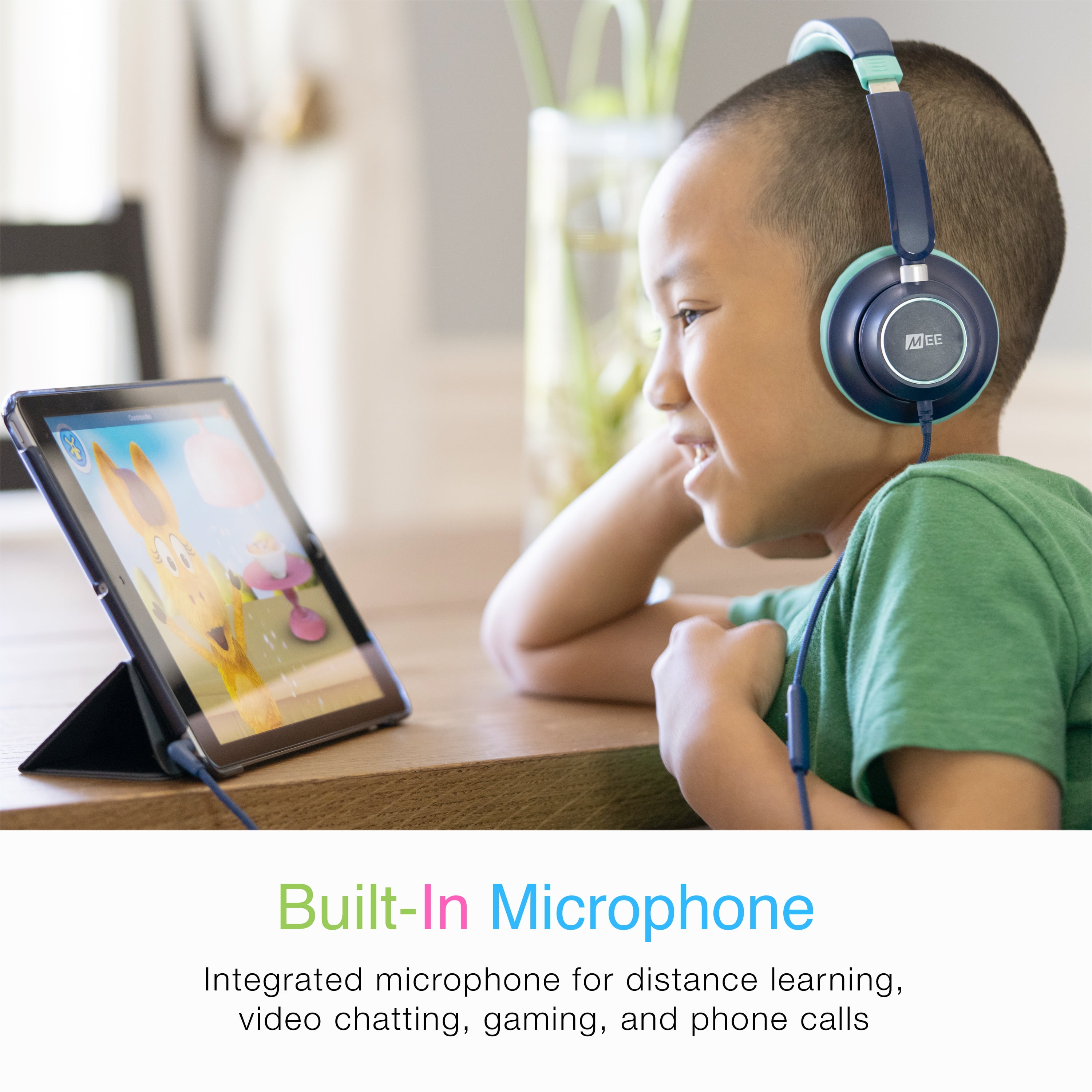 2 Pack Blue MEE audio KidJamz KJ45 Kids Headphones with 3.5mm Plug, Safe Listening for Boys and Girls / Students / School / Library / Classroom with Volume-Limiting Technology and Inline Microphone