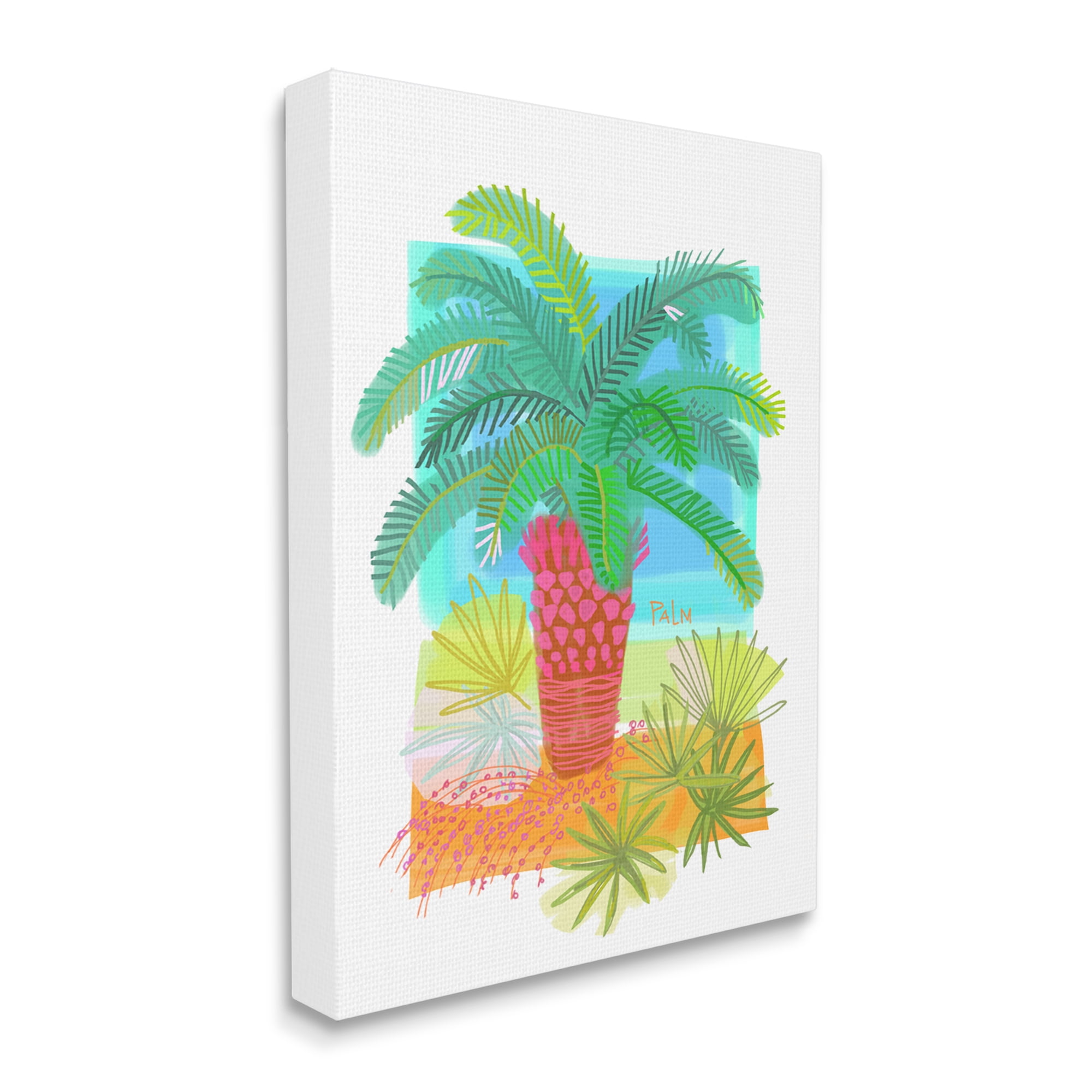 Stupell Industries Tropical Palm Plant Leaves Whimsical Summer Botanicals Graphic Art Gallery Wrapped Canvas Print Wall Art, Design by unknown