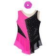 thumbnail image 5 of Sholeno Kids Girls Athletic Skating Dance Dress Sleeveless Sparkly Bodysuit with Hair Band Competition Dancewear Hot Pink 12, 5 of 7