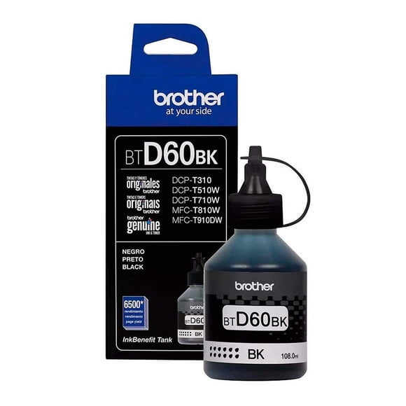 Tinta para Impresora Brother BTD60BK Negra 108 ml