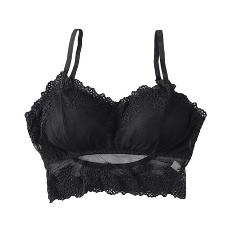 

Frehsky bras for women Ladies Big U Back Lace Underwear Transparent Backless Tube Top Bra Adjustable Black