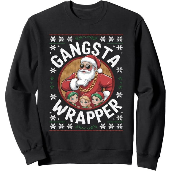Gangster Wrapper Funny Ugly Christmas Sweater Xmas Holiday Sweatshirt
