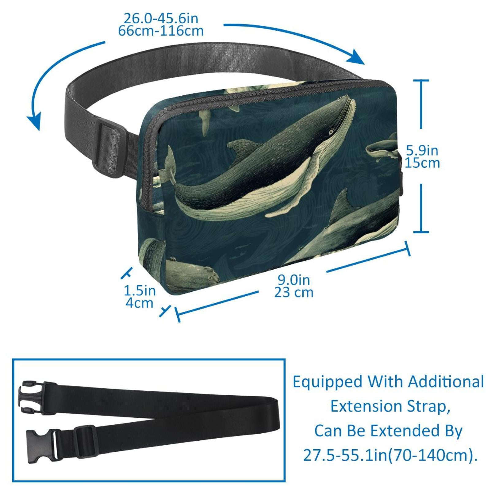 Whale Cross Body Bag Waist Packs Fanny Pack Lightweight Adjustable Extension Strap Unisex