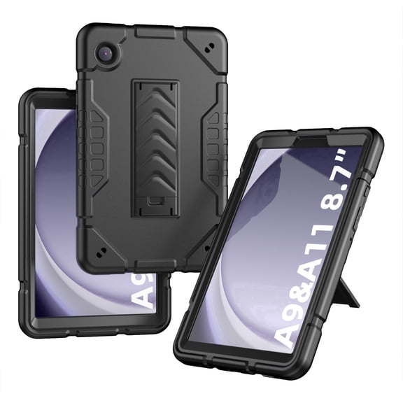 Meifei Case for Samsung Galaxy Tab 8.7 inch A9 / A11 (SM-X110,X115,X117,X133,X135,X135F), Hard PC Soft Silicone Shockproof Case, Black