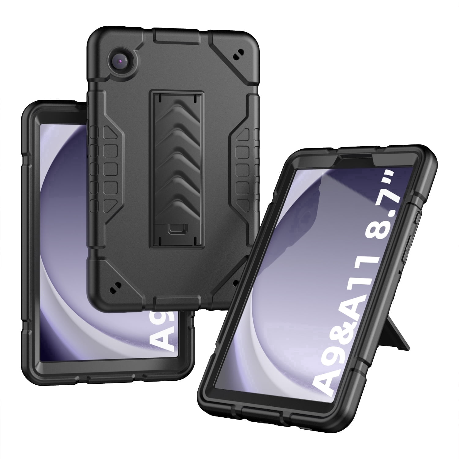 Meifei Case for Samsung Galaxy Tab 8.7 inch A9 / A11 (SM-X110,X115,X117,X133,X135,X135F), Hard PC Soft Silicone Shockproof Case, Black