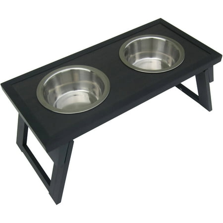 New Age Pet Habitat 'n Home HiLo Diner Raised Dog Bowl, Large, Espresso