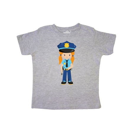 

Inktastic Cute Girl Police Girl Orange Hair Police Uniform Gift Toddler Toddler Girl T-Shirt