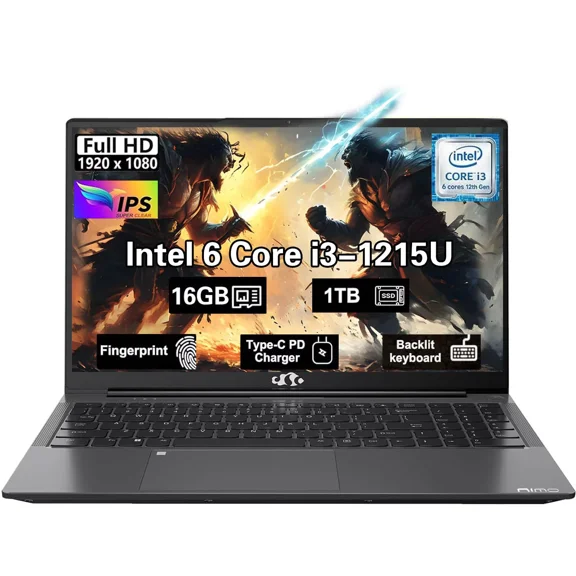 15.6" IPS FHD-Student-Laptop, Intel 6 Cores I3-1215U 16GB RAM 1TB SSD Computer with 65W Type C Backlit Keyboard Fingerprint, for Home and Business RoseGold