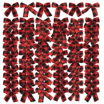 Iconikal Mini Fabric Bows, Red Buffalo Plaid, 3.5 x 3.5-Inch, 72-Pack