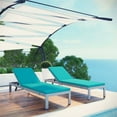 thumbnail image 3 of Modway Shore Fabric Patio Chaise Lounge Chairs in Silver/Turquoise (Set of 2), 3 of 7