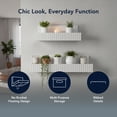 thumbnail image 5 of American Art Decor Ribbed 2-Piece Floating Wall Shelf Set, White Shabby Chic Carved Picture Ledge Shelves with Lip, Decorative Wall Ledge for Nursery, Gallery, or Living Room Display, 5 of 7