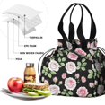 thumbnail image 4 of Pioneer Flower Floral Print Pattern Drawstring Insulated Lunch Bag for Women, Stain-Resistant Large Lunch Tote with Multi-Pockets for Work Office, 4 of 6