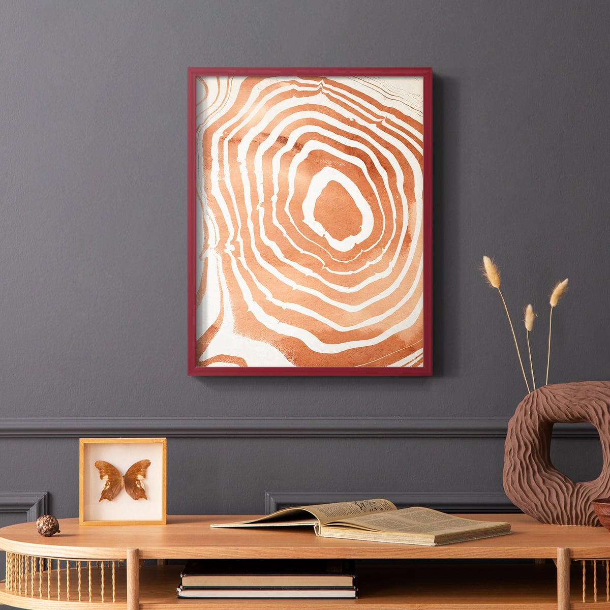 Wood Grain Suminagashi III Framed Print - Solid Wood in Single Picture Frame Solid Wood 2 Framed Print